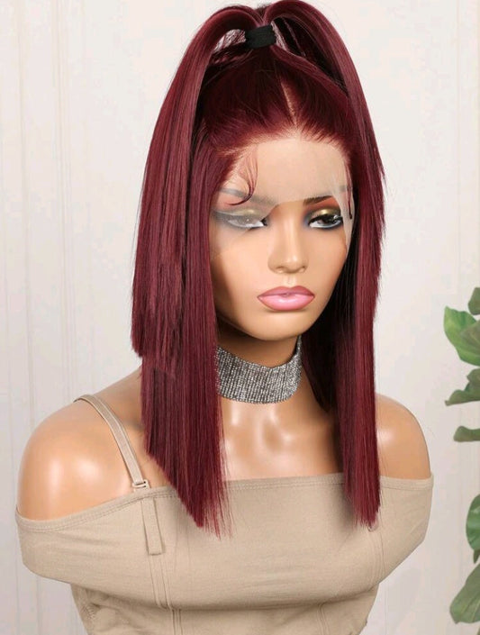 Burgundy Lace Front Wig(human blend)