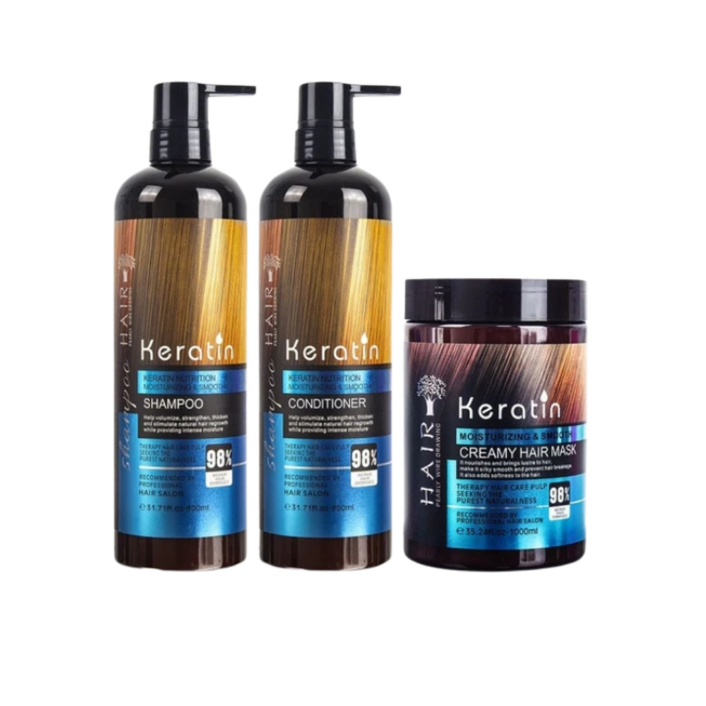 Keratin Moisturizing Hair Shampoo, Conditioner and Hair Mask Set - 900ml